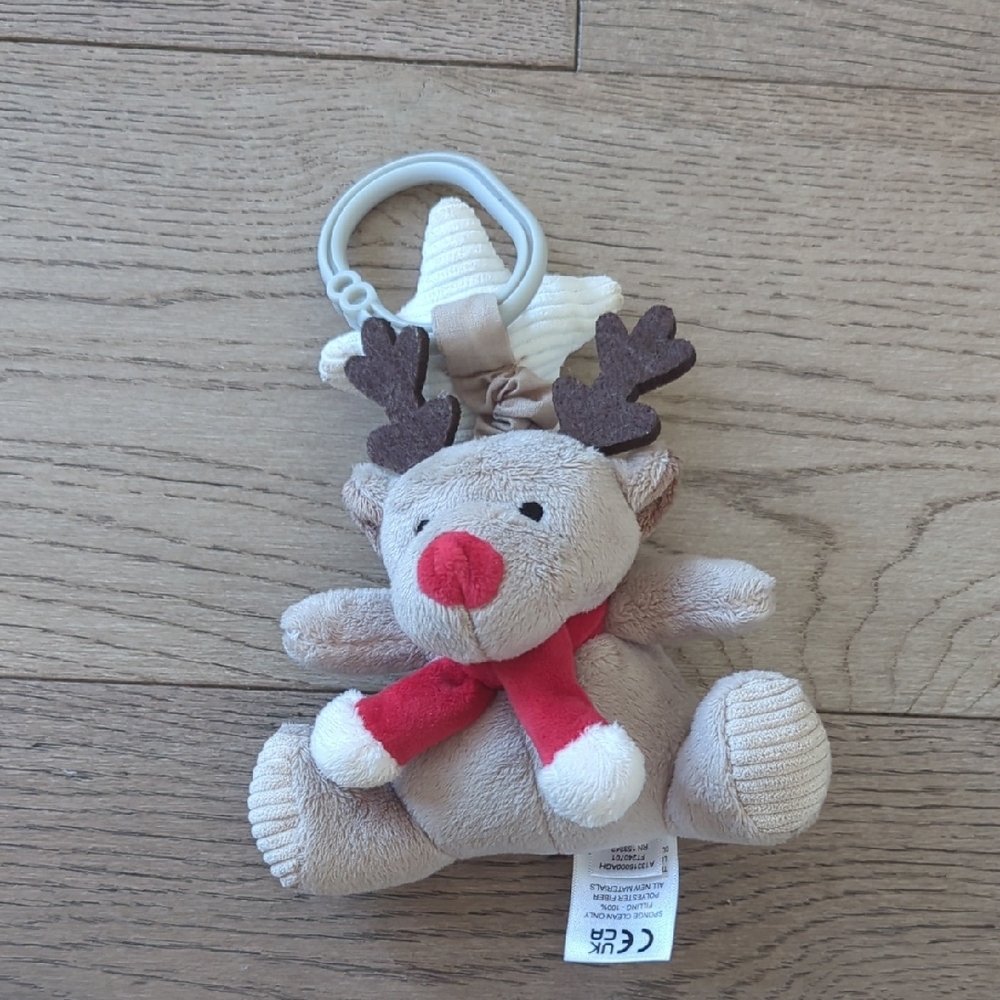 Infant Plush Reindeer Toy with Red Scarf